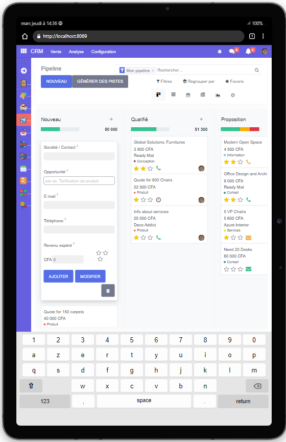 Version mobile CRM